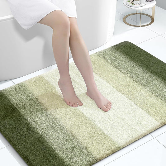 OLANLY Large Bathroom Rugs - Extra Soft Microfiber Mat 44x32 | Quick Dry, Washable, Dark Green