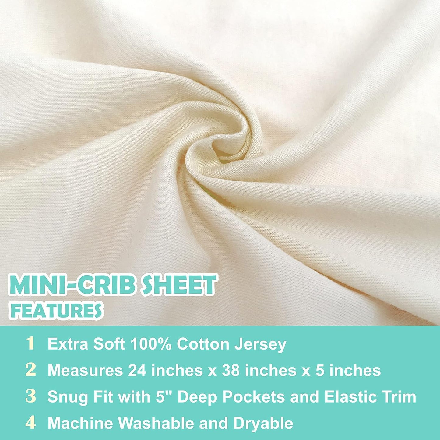 American Baby Company 3 Pack Natural Cotton Fitted Mini Crib Sheets - Soft, Breathable, 38" x 24", Beige