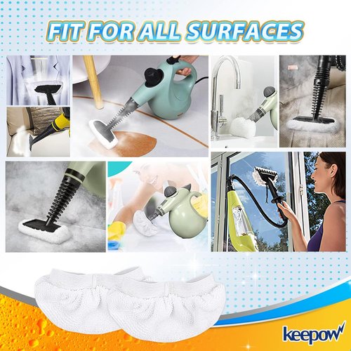 KEEPOW Universal Microfiber Cloths for Handheld Steam Cleaner Attachments Compatible with Bissell Steam Shot, Wagner spraytech, McCulloch, Comforday, PurSteam Steamer Cloth Accessories Pads, 8 Pack