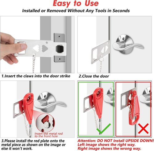 AceMining Portable Door Lock - Enhance Home Security & Privacy | Ideal for Travel, Hotels, Apartments