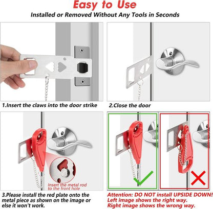 AceMining Portable Door Lock - Enhance Home Security & Privacy | Ideal for Travel, Hotels, Apartments