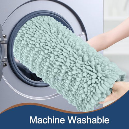 FLOLEOPA Luxury Chenille Spa Blue Bathroom Rugs Bath Mats Sets, Extra Soft and Absorbent Bathroom Rugs Non Skid Machine Wash Dry Bath Mats（47"x17" Plus 17"x24"）