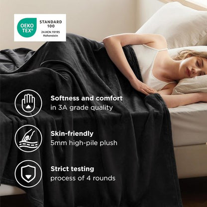 Bedsure GentleSoft Fleece Blanket - King Size Black Plush Cozy Microfiber, 108x90 Inches