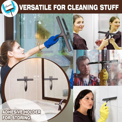 NETANY Shower Squeegee - 14-Inch Stainless Steel Tool for Streak-Free Bathroom & Shower Use