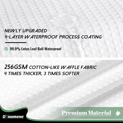 Dynamene Extra Long Shower Curtain, 84 Inch Long Waffle Fabric Shower Curtain for Bathroom, Tall Waterproof Cloth Shower Curtain Liner Set with Hook, Snap in Liner, Mesh Top Window, White, 72x84