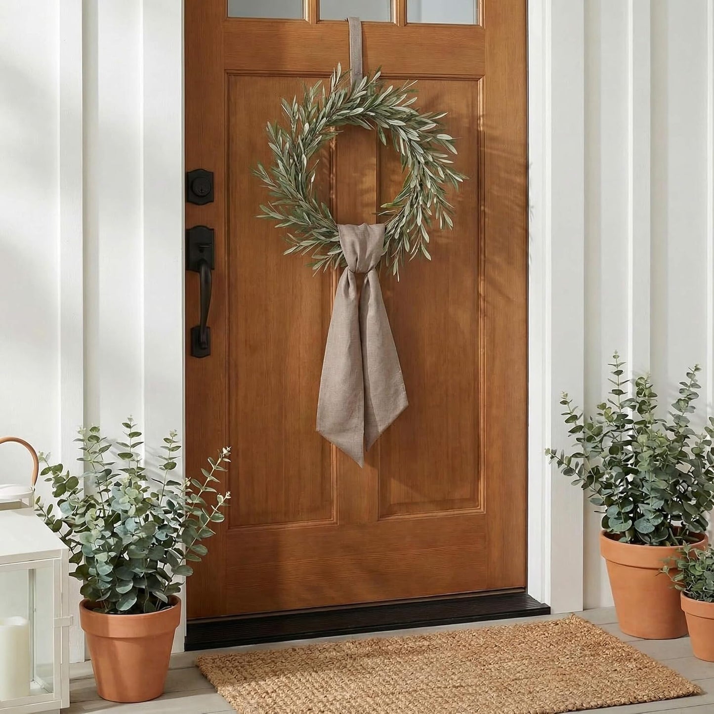 YKW Brown Wreath Sash - 55"x5" Linen Look Ribbon for DIY Embroidery | Rustic Holiday Decor