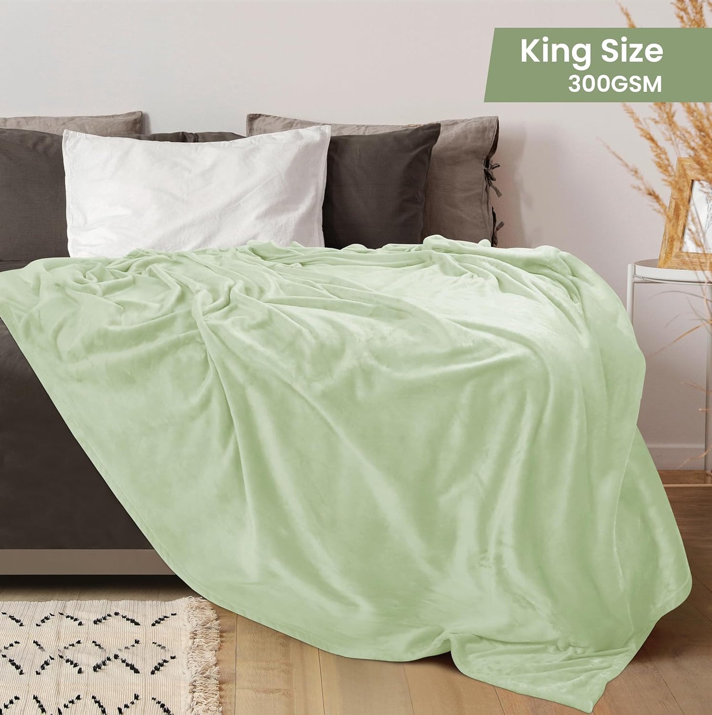 Utopia Bedding Fleece Blanket - King Size Sage Green 300GSM Luxury Soft Microfiber (90x102 Inch)