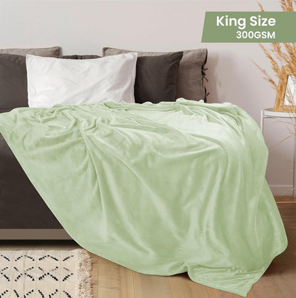 Utopia Bedding Fleece Blanket - King Size Sage Green 300GSM Luxury Soft Microfiber (90x102 Inch)