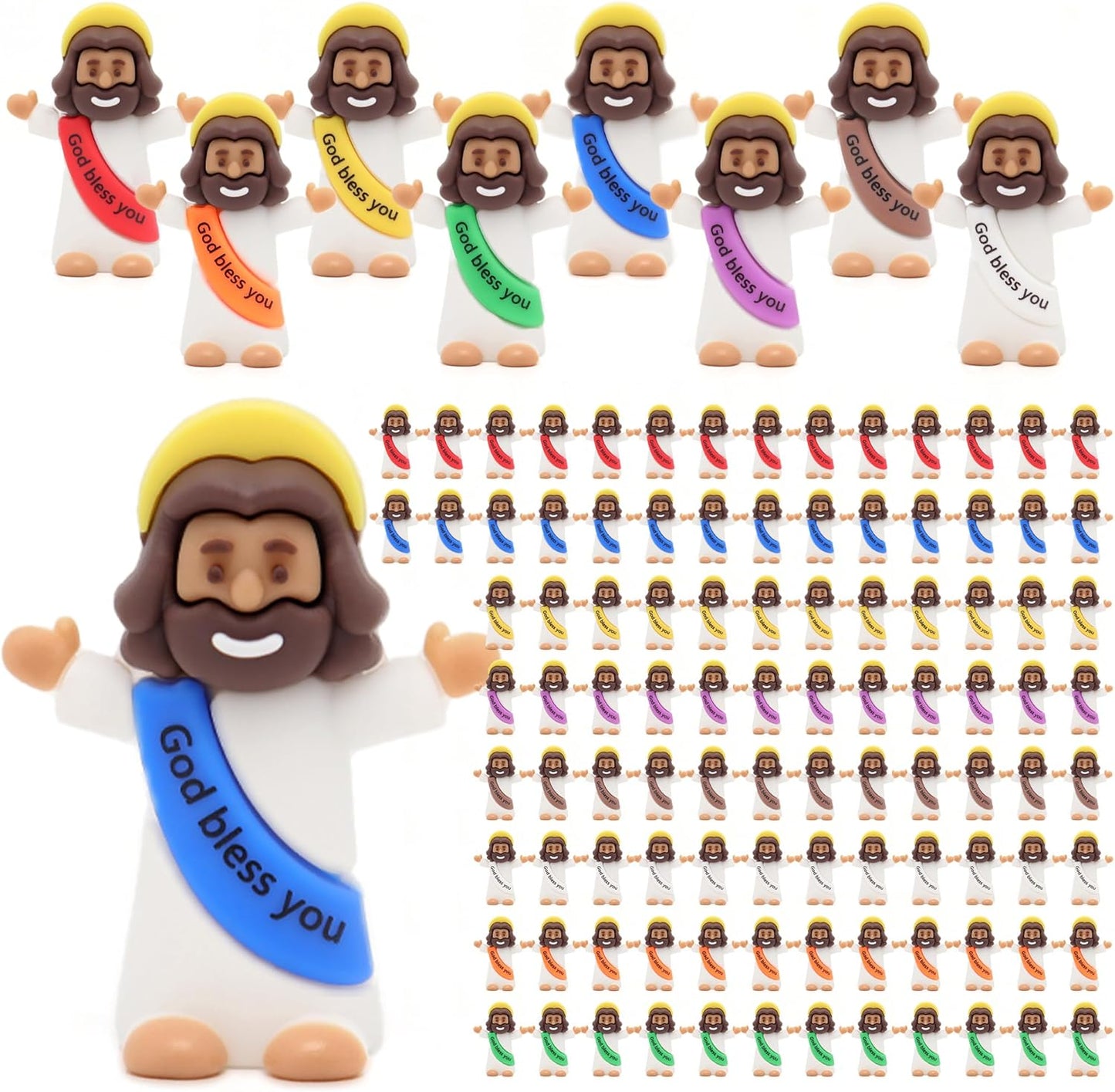 Yelakey Mini Jesus Figures - 100pcs Tiny Jesus Figurines for Baptism & Easter Decor | Classic Brown