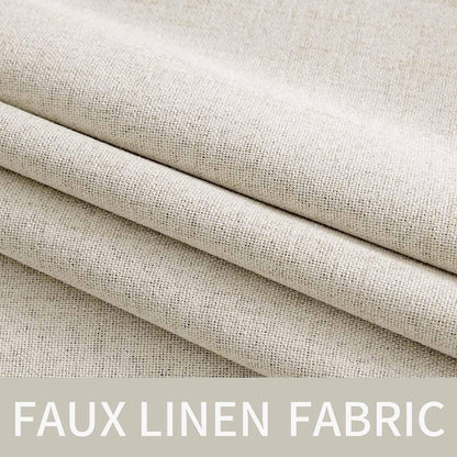 MIULEE Linen Texture Curtains - 100% Blackout Thermal Insulated Drapes | Beige, 52x108 Inch (2 Panels)
