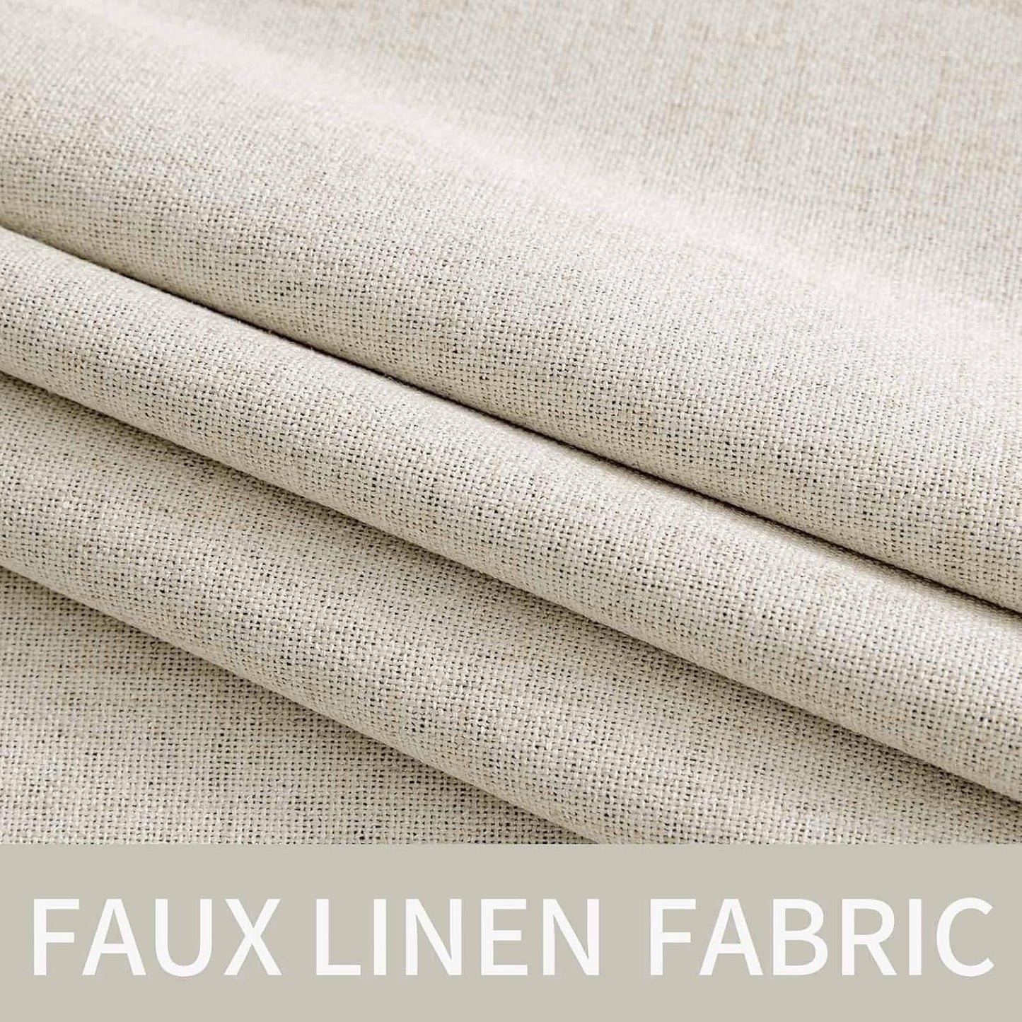MIULEE Linen Texture Curtains - 100% Blackout Thermal Insulated Drapes | Beige, 52x63 Inch (2 Panels)