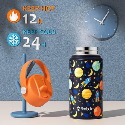 Fimibuke Kids Insulated Water Bottle - 14oz BPA-Free Stainless Steel Tumbler | Leak-Proof Design for School