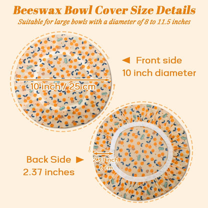 OHIYO Reusable Beeswax Bowl Covers - 2 Large Elastic Cotton Cloth Caps for Bread Proofing | 12 Inch