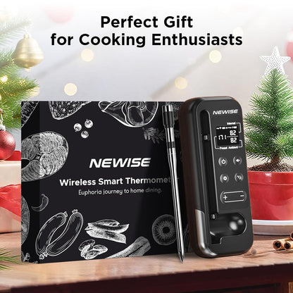 Newise Bluetooth Meat Thermometer - Smart App Control, 800FT Wireless Range & Rechargeable Probe | Ideal for BBQ & Grilling