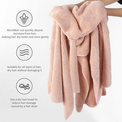 Laojbaba Microfiber Hair Towel Quick Dry Hair Towel Hair Drying Towels Suitable for All Kinds of Hair Ultra Absorbent Long and Thick Hair 20X40inch Lotus Root Pink (1pcs)