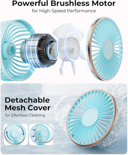 TUNISE Portable Handheld Fan - 4000mAh Battery, 6 Speed Settings, USB Rechargeable, Adjustable Design