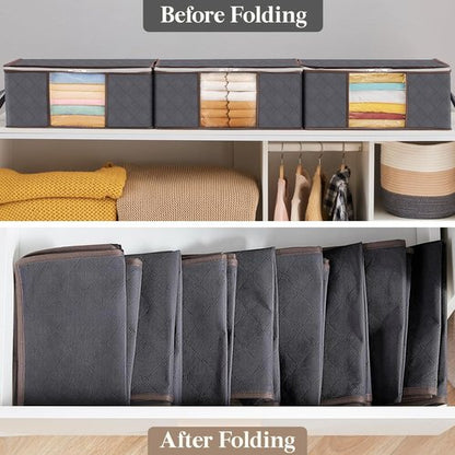 Lifewit 35L Clothes Storage Bins - Foldable Blanket Bags with Lids & Clear Windows | Closet Organization