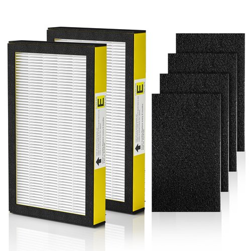 FLT4100 Replacement Filter E for Guardian AC4100, AC4100CA, AC4150BL, AC4150PCA, AC4150P Technologies Models, 2 x Hepa Filter + 4 x Activated Carbon Pre-Filter
