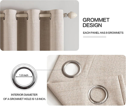 MIULEE Blackout Curtains - 100% Thermal Insulated Linen Texture Drapes | Natural Beige, 42 x 90 (2 Panels)