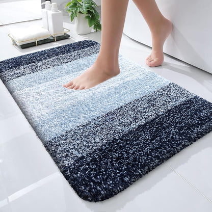 OLANLY Bathroom Rugs - Extra Soft Microfiber Mat with Rubber Backing | Quick Dry, Machine Washable, 24x16 Navy Blue