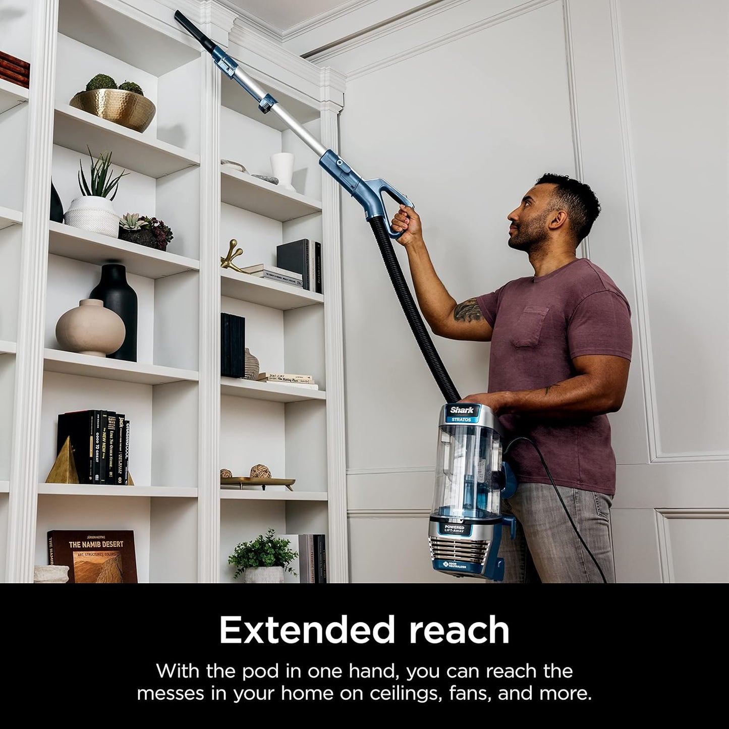 Shark AZ3002 Stratos Upright Vacuum - DuoClean PowerFins & HairPro Technology, Navy (Renewed)