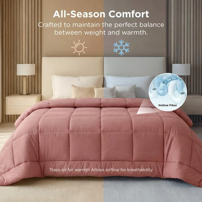 Bedsure Comforter Duvet Insert - Quilted Comforters Oversized King Size, All Season Duvet, GentleSoft Down Alternative Bedding, with 8 Tabs, Gifts for Women, Dusty Pink, Oversized King 116x98 Inches