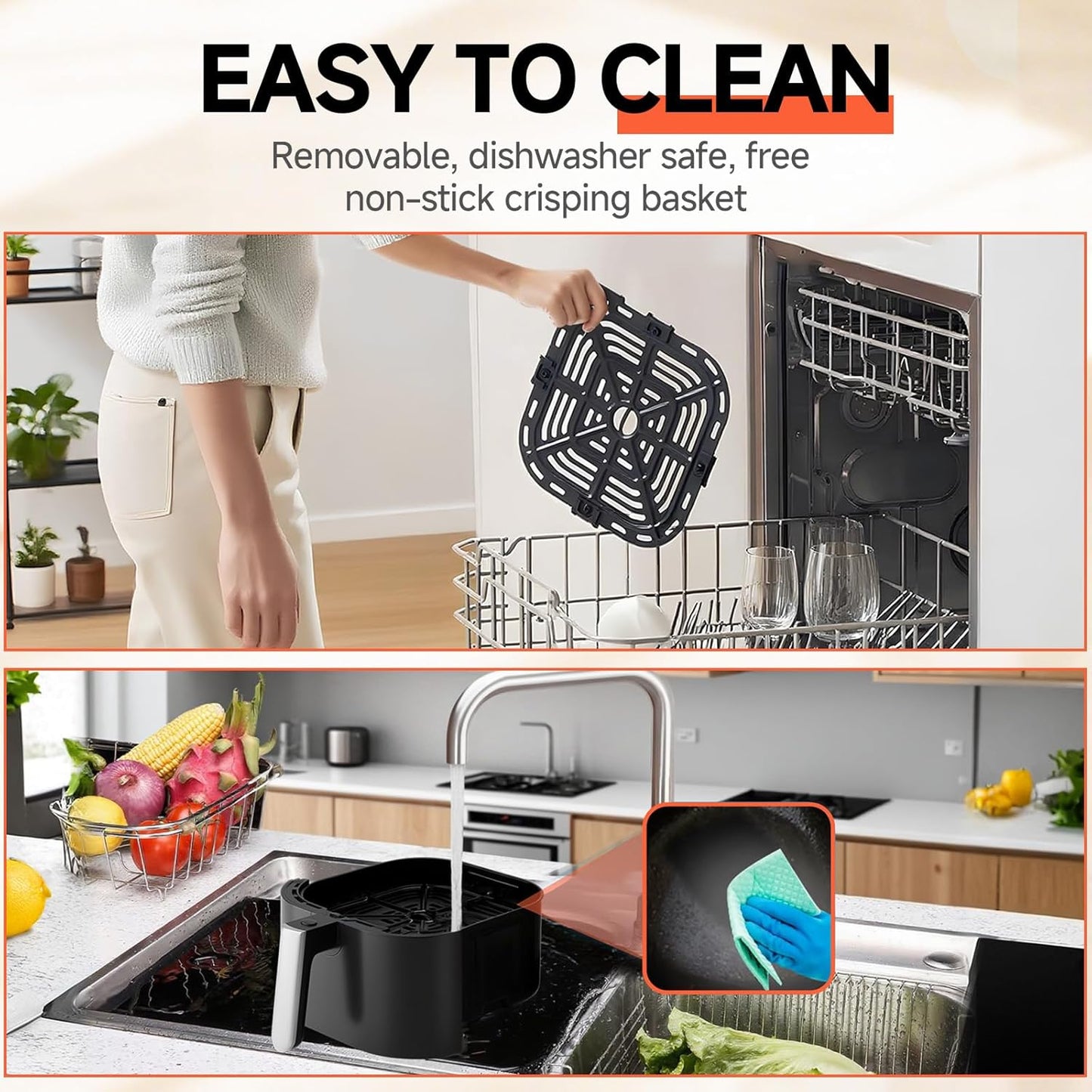 QIDO Air Fryer - 5 QT Compact Air Fryer for Quick Meals, Touchscreen Controls & Nonstick Basket - Black