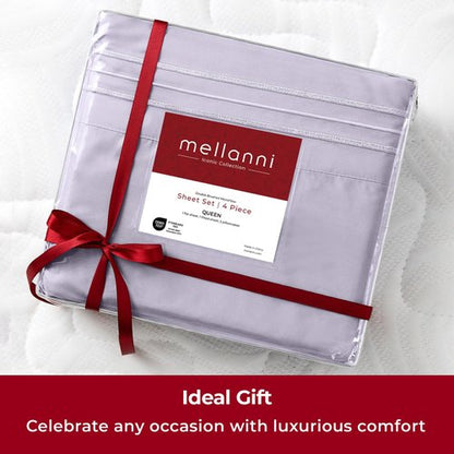 Mellanni Twin Sheets Set - 3 PC Iconic Collection Bedding - Hotel Luxury, Extra Soft, Cooling Bed Sheets - Wrinkle, Fade, Stain Resistant (Twin, Lavender)