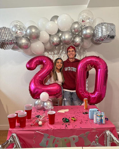 Skiennix Hot Pink Number 10 Balloons - 40 Inch 10th Birthday Decorations for Girls