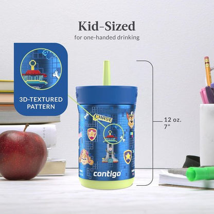 Contigo Kids Leighton Tumbler - Spill-Proof Stainless Steel with Straw | 12oz, Paw Patrol Design