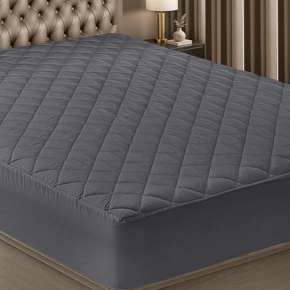 Utopia Bedding Quilted Mattress Pad - Twin Size Deep Pocket Protector | Machine Washable Grey Cover