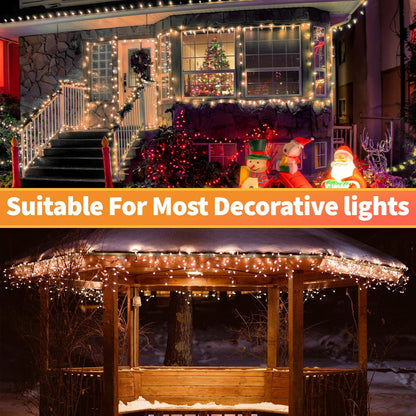 Skiennix Outdoor String Light Hooks - 100Pcs Heavy Duty Clips with Waterproof Adhesive Strips | UV-Resistant Clear Holders