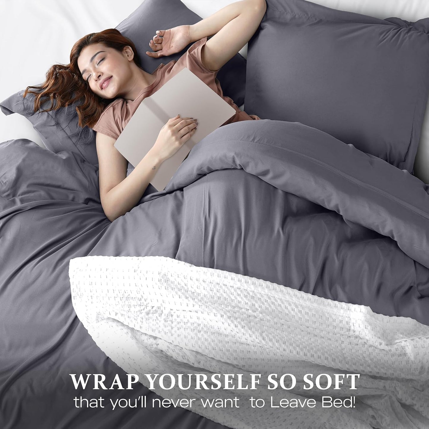 Utopia Bedding Duvet Cover Set - Queen Size 3-Piece with Zipper Closure | Grey 90x90 Inches & 2 Pillow Shams