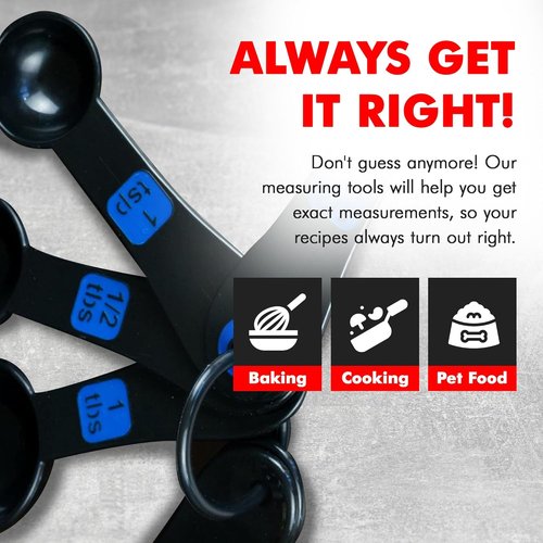 Chef Craft Measuring Cup Set - Easy-To-Read Plastic Design | 10-Piece Set in Blue