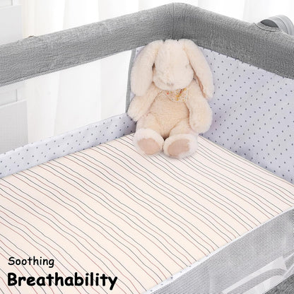 Yoofoss Bassinet Sheets - 3-Pack Fitted Sheets for Halo, Baby Delight & Angelbliss | Soft, Breathable Design (Brown & Animals)