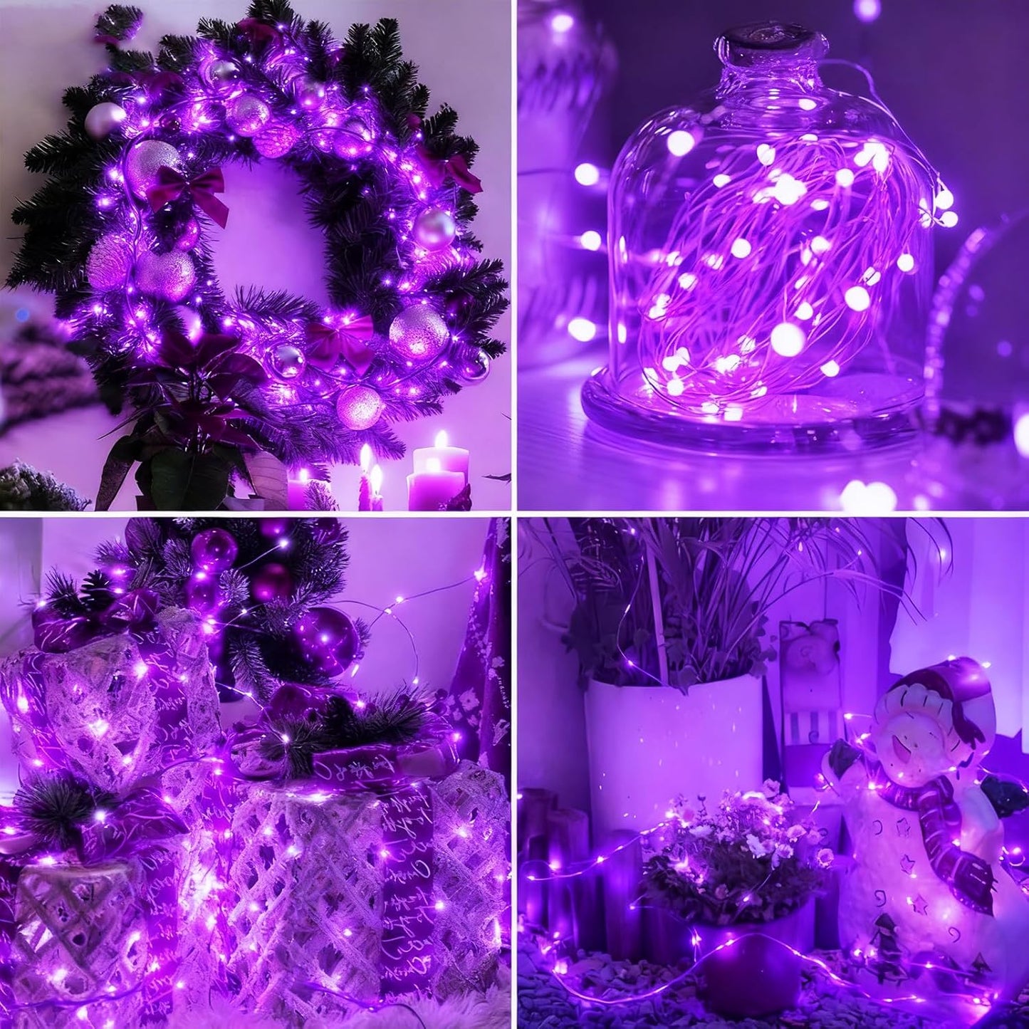 Skiennix 12 Pack Fairy Lights - 7ft Battery Operated 20 LED Twinkle Lights | Waterproof Purple for DIY Party Decor