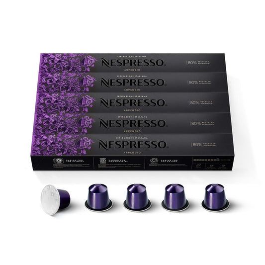 Nespresso Capsules OriginalLine, Arpeggio, Dark Roast Espresso, 50-Count Espresso Coffee Pods