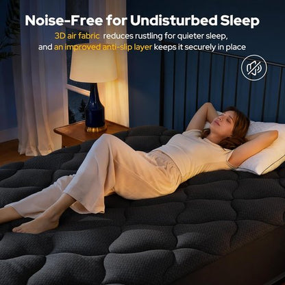 BEDLORE Waterproof Queen Mattress Pad - Quilted Fitted Topper with Deep Pocket, Breathable & Noiseless