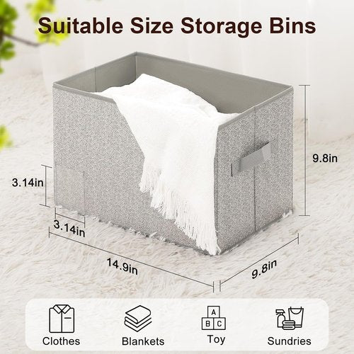Homsorout Linen Closet Organizers - Extra Large Foldable Storage Bins with Lids, 5 Pack in Light Grey