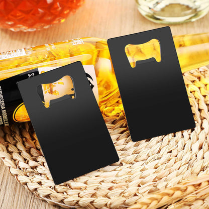 Nuogo 100 Pcs Stainless Steel Card Bottle Openers Bulk Metal Card Beer Openers Groomsmen Wallet Bottle Opener for Wedding Party Bridesmaid Favors Gifts (Black)