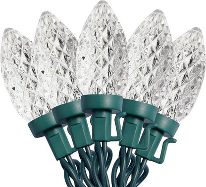 C9 Christmas Lights - 50 LED Faceted String Lights | 24.5 FT Connectable, UL Certified for Indoor/Outdoor Use