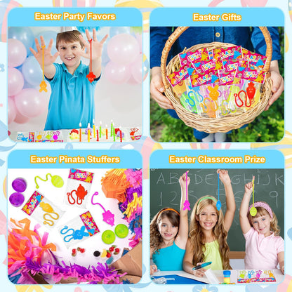 Skiennix Easter Basket Fillers - 100 Pack Non-Candy Sticky Hands Toys for Kids | Fun Party Favor Supplies
