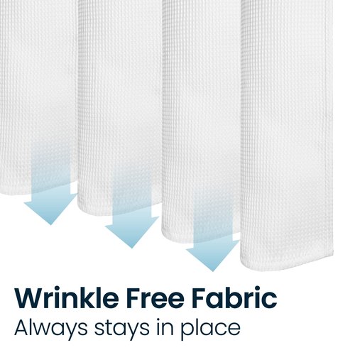 LiBa Waffle Weave Fabric White Shower Curtain, 72 W x 72 H Water Repellent & Heavyweight, Hotel Quality & Cloth Linen Shower Curtains Set and for Bathroom