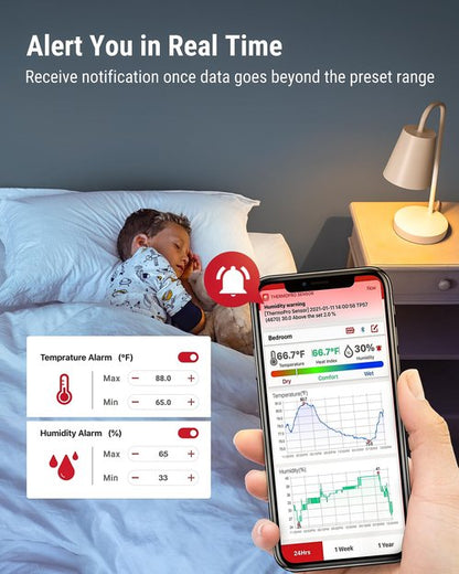 ThermoPro TP357 Digital Hygrometer Indoor Thermometer of 260FT, Bluetooth Thermometer Humidity Meter with Smart App, Room Thermometer Humidity Gauge with Temperature Humidity Sensor