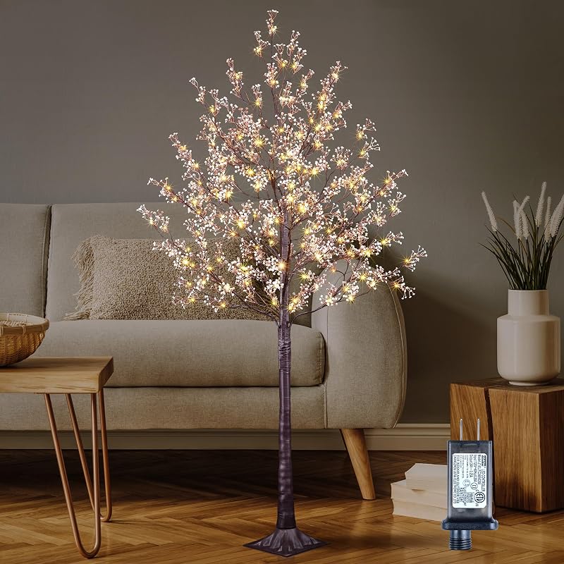 6FT Lighted Gypsophila Tree with 176 LED Lights - Pink Variation, Indoor/Outdoor Decor