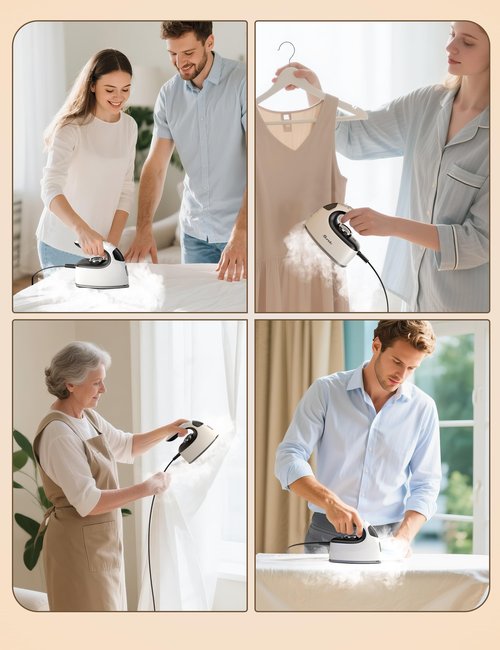 Sundu Small Steam Iron for Clothes, 1000W Travel Iron Portable with Silver Non-Stick Soleplate, 300 Microsteam Holes & 90ml Tank, Lockable Base for Quilting & Sewing