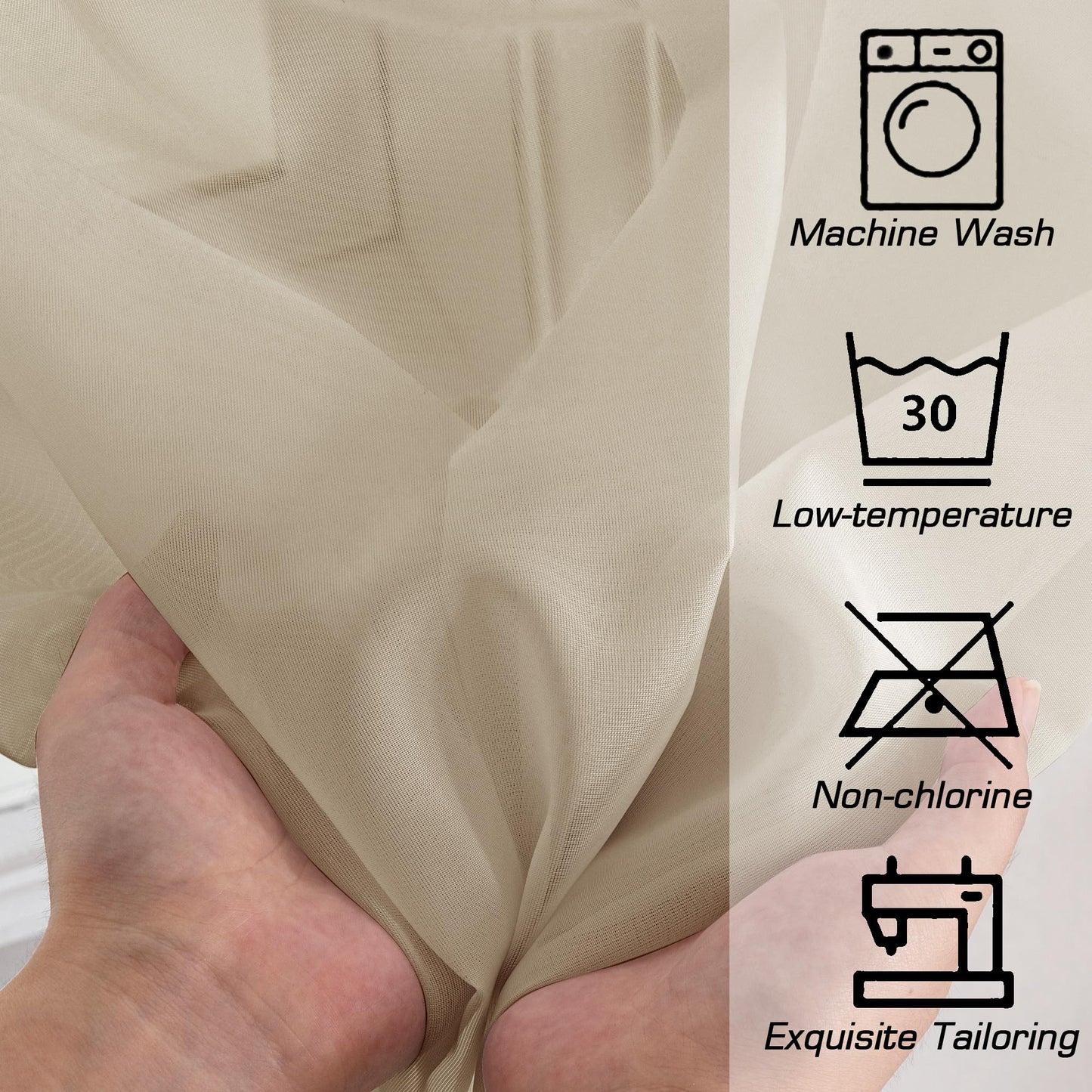 OWENIE Taupe Sheer Curtains 84 inches Long for Bedroom Living Room 2 Panels Set, Rod Pocket Solid Taupe Curtain, Soft Touch Elegant Voile Curtains & Drapes for Nursery, 42"x84", 2 Pcs