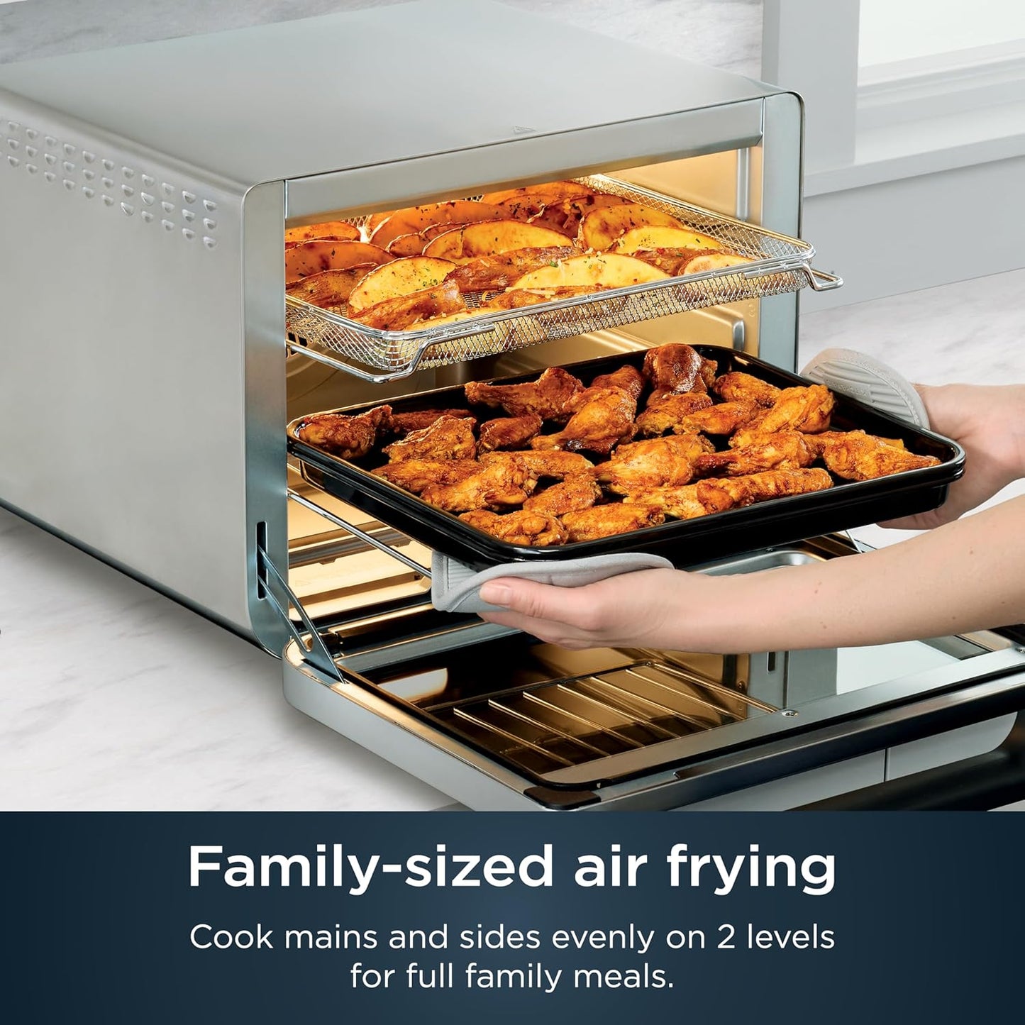 Ninja Air Fryer & Toaster Oven - Prestige Smart XL Countertop Oven | Bakes 20 Cookies & Fits 12lb Turkey | 1800 Watts | Stainless Steel