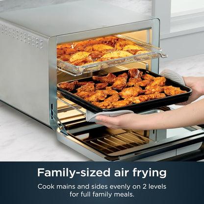 Ninja Air Fryer & Toaster Oven - Prestige Smart XL Countertop Oven | Bakes 20 Cookies & Fits 12lb Turkey | 1800 Watts | Stainless Steel