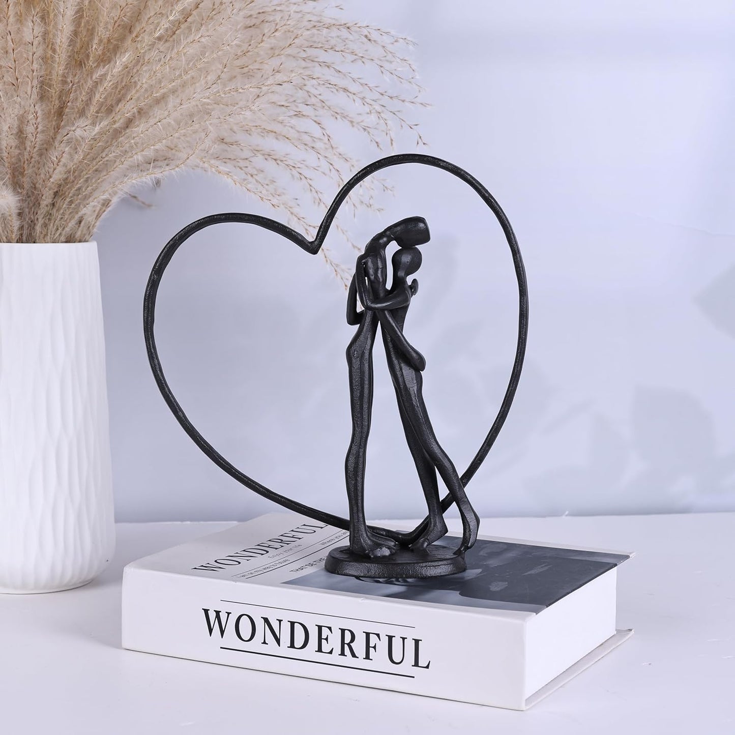 Suruim Iron Couple Statue - Romantic Heart Sculpture Gift for Her | Perfect Anniversary & Valentine's Day Present